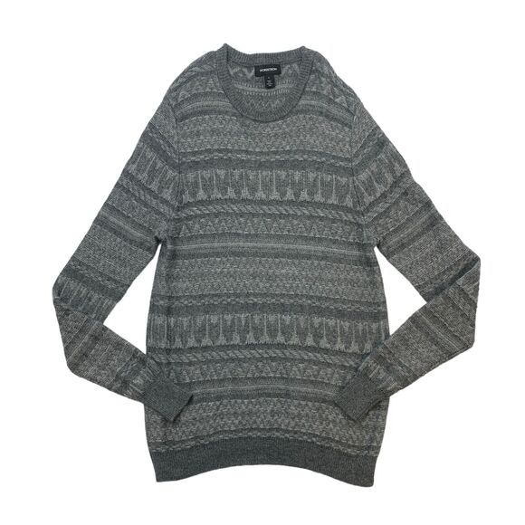 Nordstrom Sweater Mens L Large Gray Crew Neck Viscose Wool Nylon Alpaca Blend - Picture 1 of 12